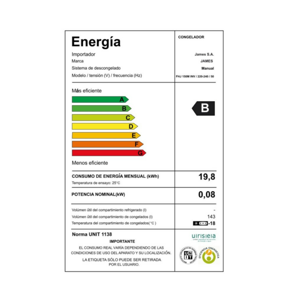 freezer james horizontal fhj 150m inv 142 lts. (73510) freezer james horizontal fhj 150m inv 142 lts. (73510)