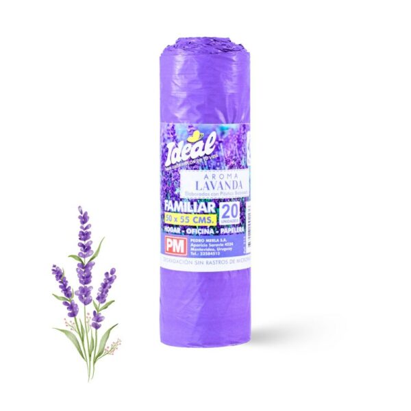 bolsas residuos ideal bio lavanda rollo 20 un. 50 x 55 cm.