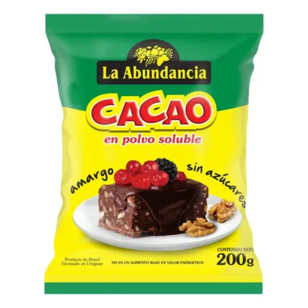 cacao amargo s/azucar la abundancia 500 grs. (51601) cacao amargo s/azucar la abundancia 500 grs. (51601)