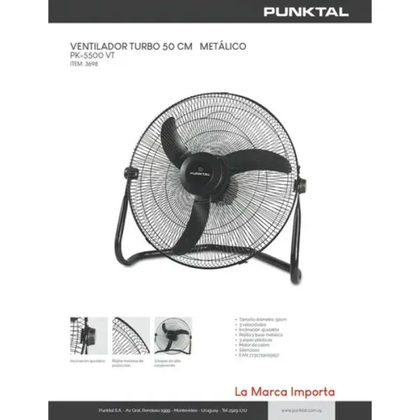 ventilador punktal turbo pk 5500 vt 50 cm. metal (3698) ventilador punktal turbo pk 5500 vt 50 cm. metal (3698)
