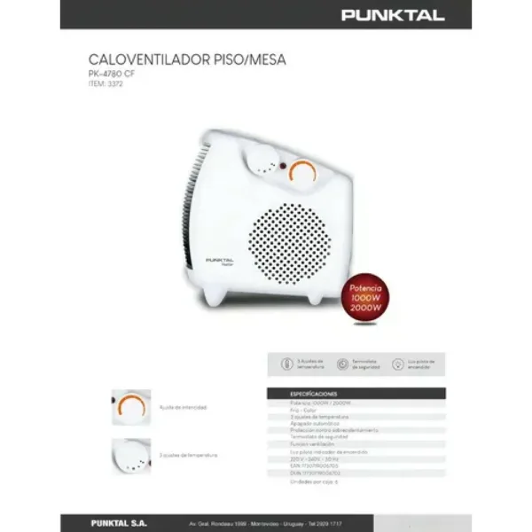 caloventilador punktal pk 4780 cf piso/mesa (3372) caloventilador punktal pk 4780 cf piso/mesa (3372)