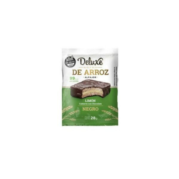 alfajor de arroz deluxe 28 grs. negro c/mousse limon (del0101)