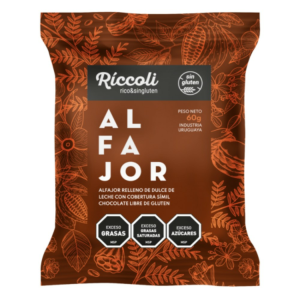 alfajor riccoli l/gluten choc. c/d. leche 60 grs. (1030c) alfajor riccoli l/gluten choc. c/d. leche 60 grs. (1030c)
