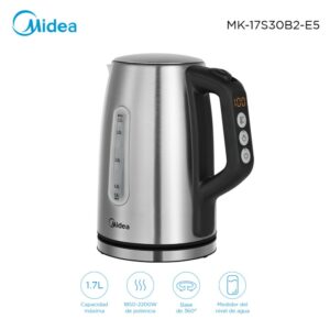jarra electrica midea mk 17s30b2 e5 1,700 lts. digital reg. temp. inox