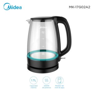 jarra electrica midea mk 17g02a2 1,700 lts. vidrio
