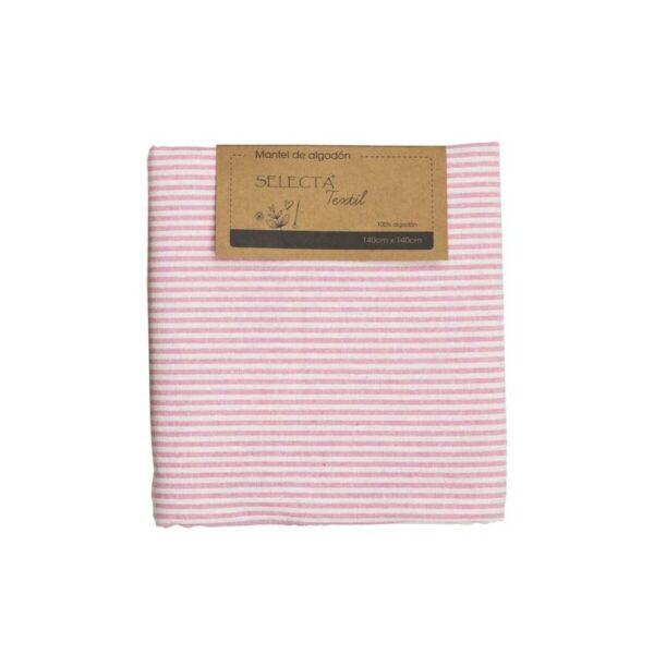 mantel algodon selecta 140 x 140 cm. rosa con lineas