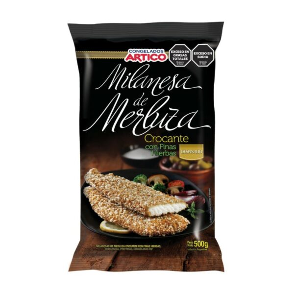 milanesa merluza s/espinas c/finas hierbas artico 1 kg.