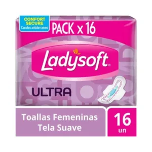 toallas hig. ladysoft u.delg. t/suave e.algodon c/alas 16 un