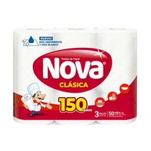 toallas papel p/cocina nova clasico 3 un. 150 paÑos (3 x 50)