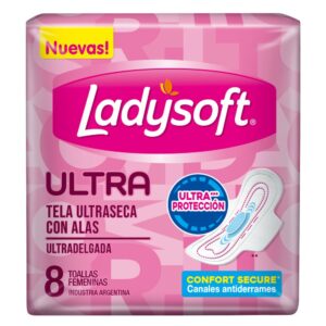toallas hig. ladysoft u.delg. t/u.seca u.prot. c/alas 8 un.