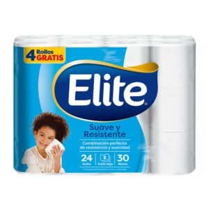 papel higienico elite suave y resist h.suave d.hoja 24x20 un 30 m. (850)