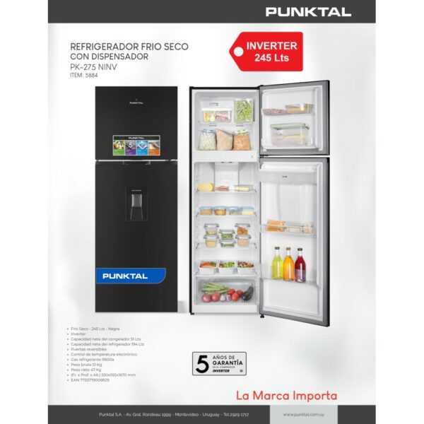 refrigerador punktal pk 275 ninv 245 l f/seco c/disp. (5884) refrigerador punktal pk 275 ninv 245 l f/seco c/disp. (5884)
