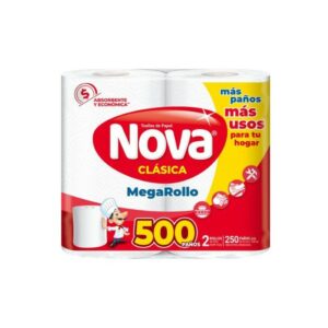 toallas papel p/cocina nova 2 un. 500 paÑos 22 x 12,8 cm. (1347)