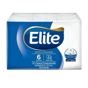 paÑuelos papel elite pocket c/algodon x 6 ptes (812)