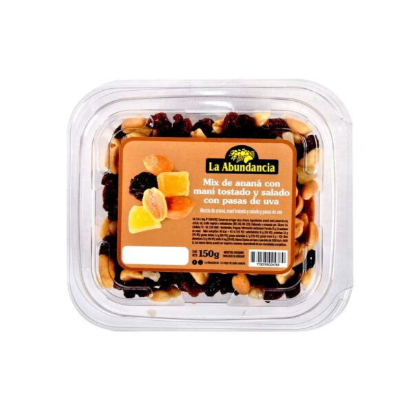 MIX ANANA C/MANI Y PASAS UVA LA ABUNDANCIA 150 GRS. (53077)