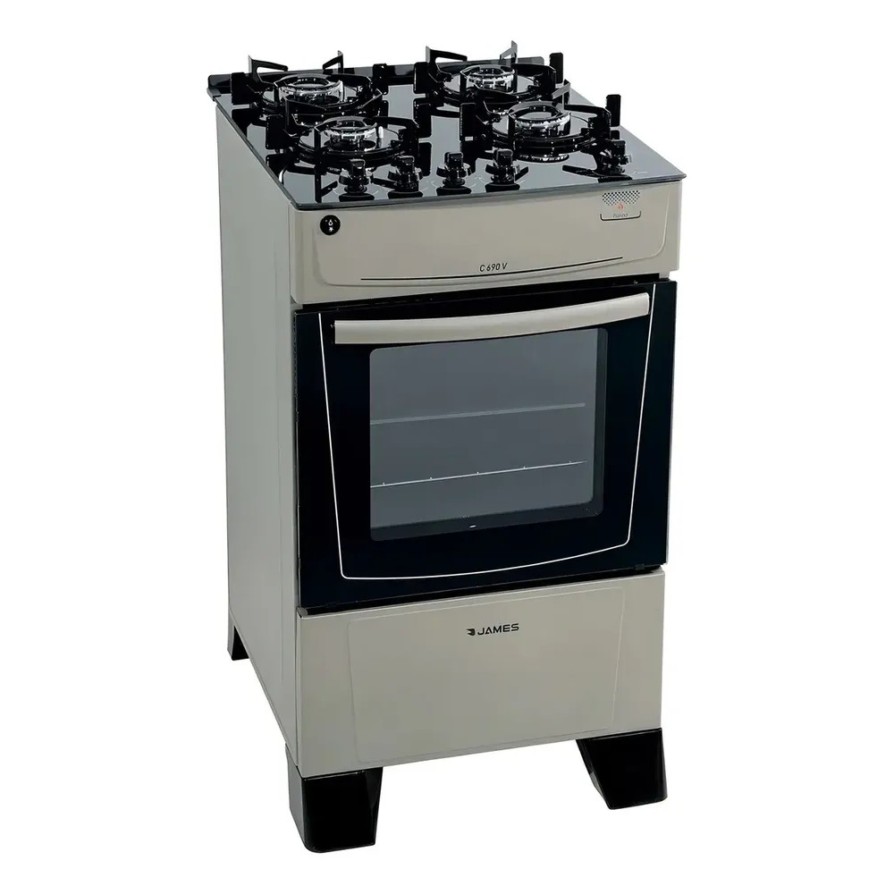 122107-1 COCINA JAMES C690 V 4H.GAS H/GAS TITANIUM (7692)