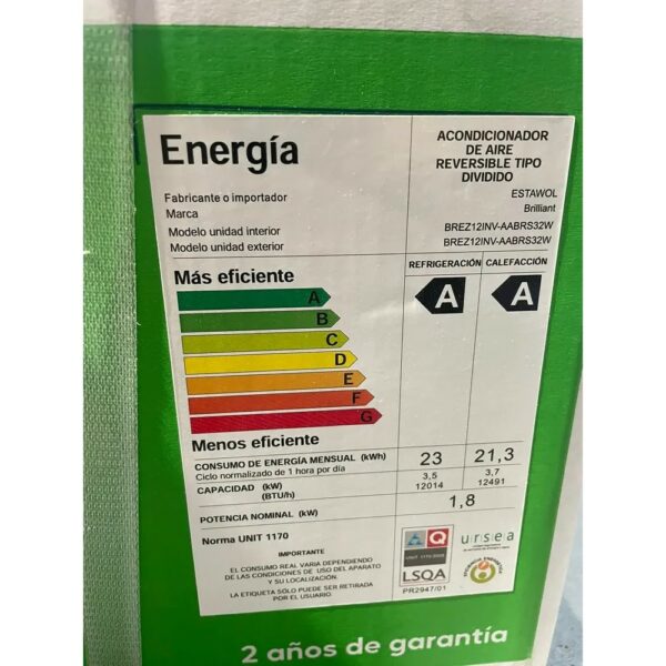 122836-4 ACONDICIONADOR AIRE INVERTER BRILLIANT 12000 BTU (BREA12INV)