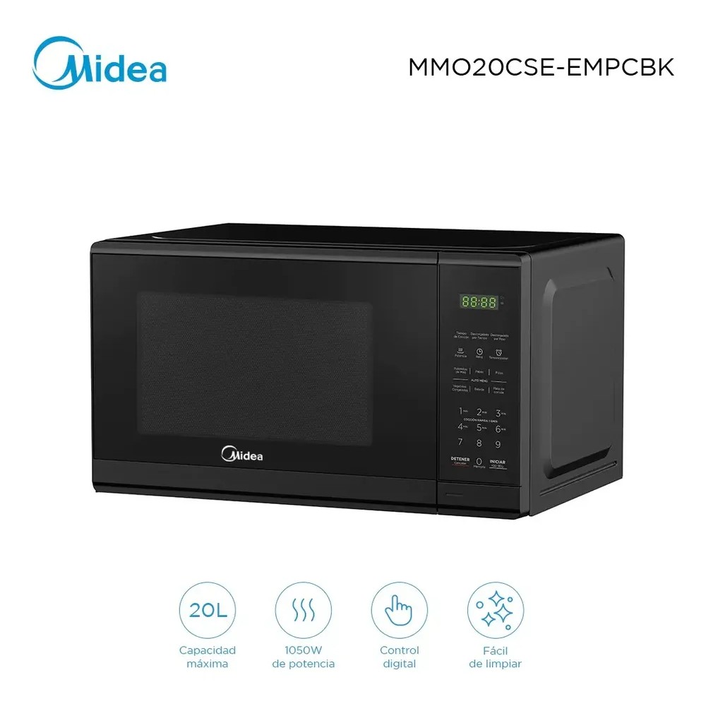 123692-3 HORNO MICROONDAS MIDEA MMO20CSEEMPCBK DIGITAL 20 LTS. NEGRO