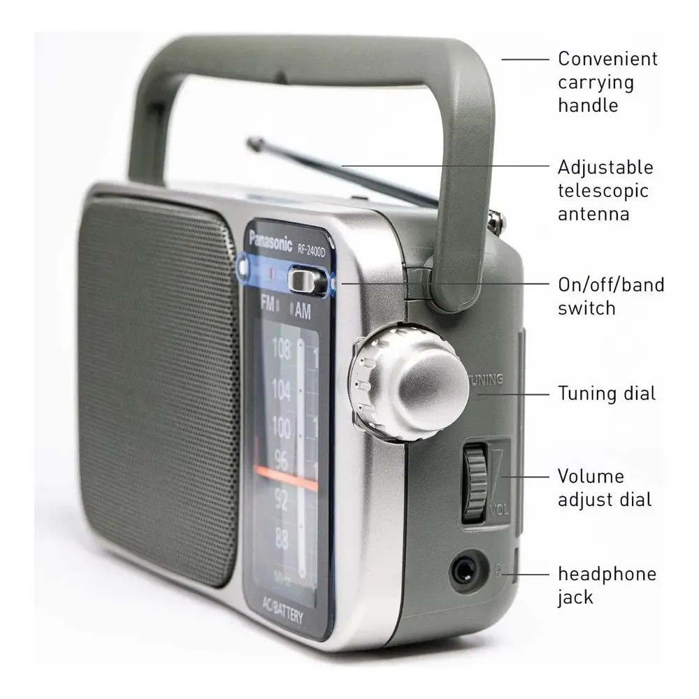 123775-3 RADIO PORTATIL PANASONIC RF-2400 AM/FM ELECT. Y A PILAS