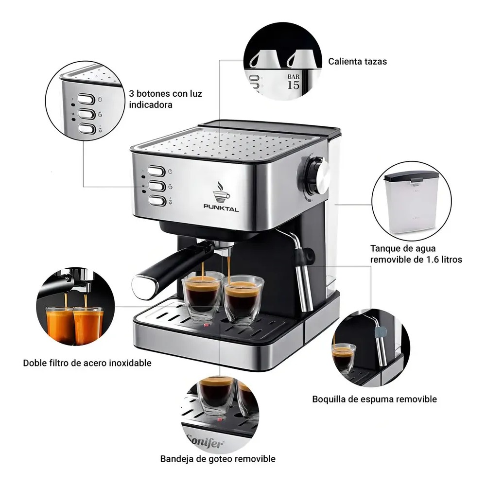 124057-6 CAFETERA EXPRESSO PUNKTAL PK-542 CAF 15B 1,6 LT. (3382)