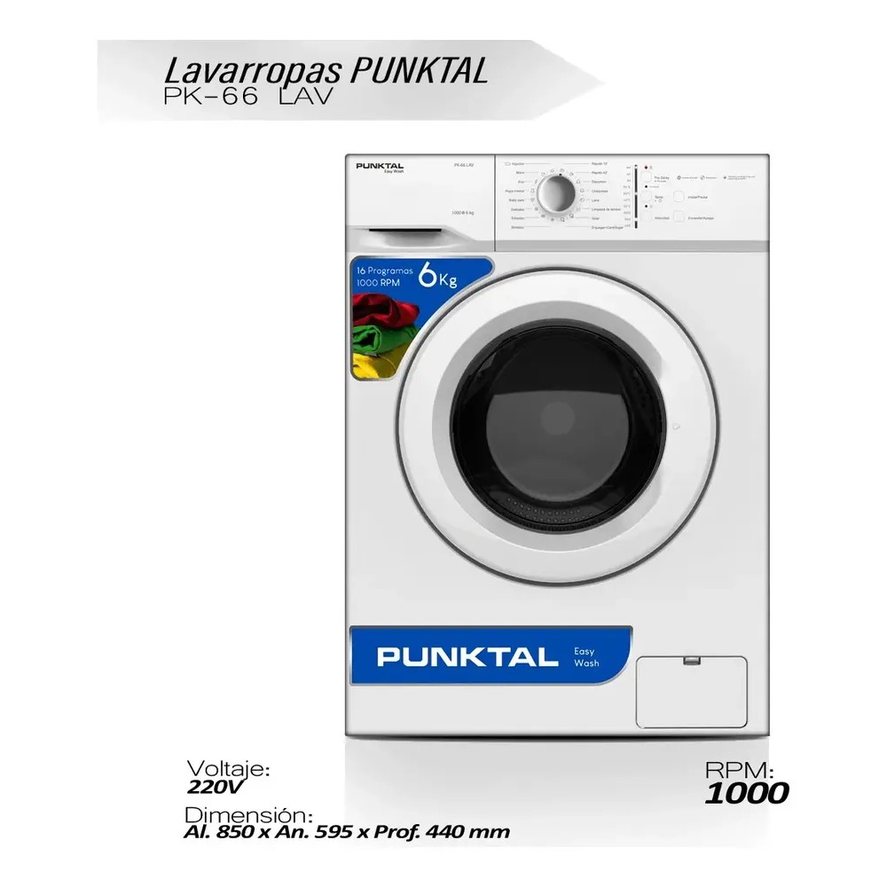 124889-2 LAVARROPA PUNKTAL INVERTER PK-66 INV 6 KG. C/FRONTAL (5847)