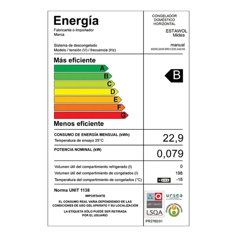 125098-3 FREEZER MIDEA HORIZONTAL 198 LTS MDRC283FZR01