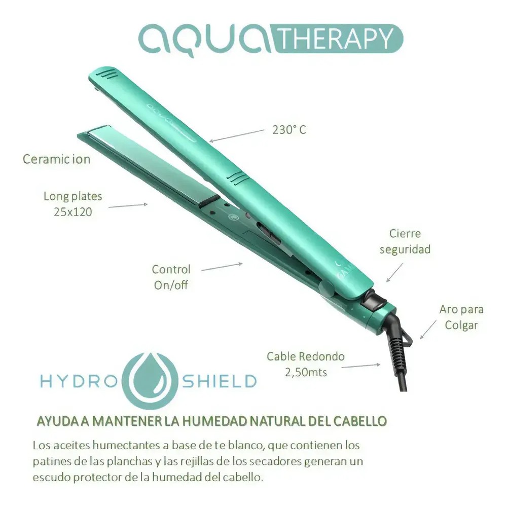 125484-3 PLANCHA DE PELO GAMA ELEGANCE LED AQUA THERAPY SY 220 V