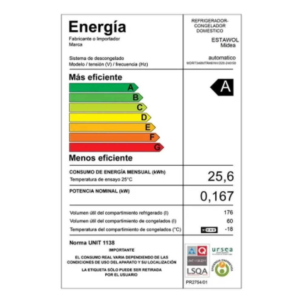 125552-3 REFRIGERADOR MIDEA INVERTER MDRT346MTR46INV 251 LT. F. SECO INOX