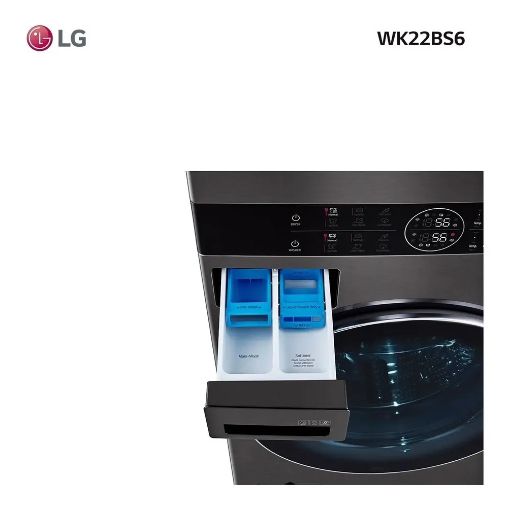 TORRE DE LAVADO Y SECADO LG WK22BS6 WASH TOWER 22 KG