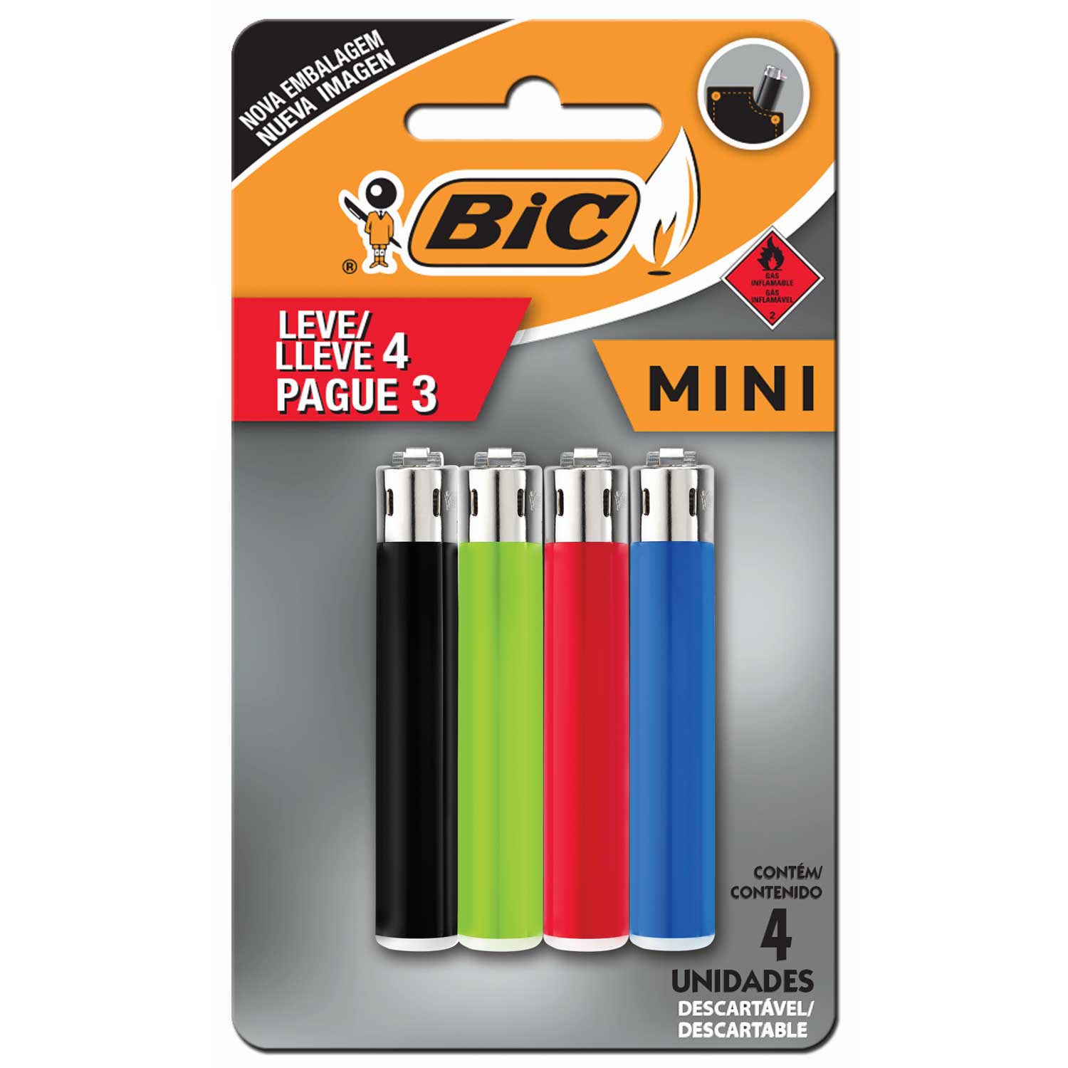 070330638341 ENCENDEDOR BIC MINI J5 BLISTER 4 X 3 (891992)