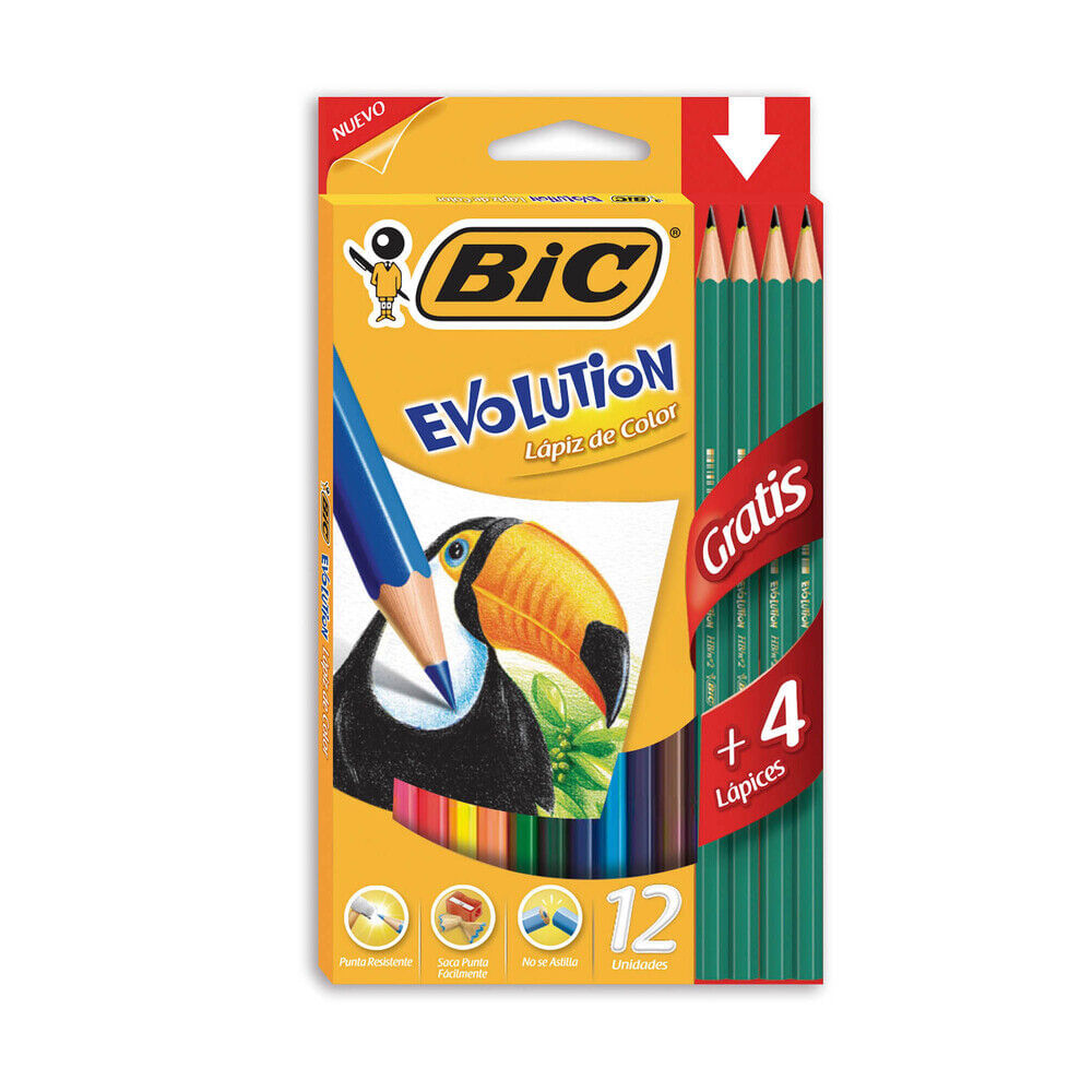 LAPICES DE COLOR EVOLUTION X 12 + 4 GRAFITOS (958998)