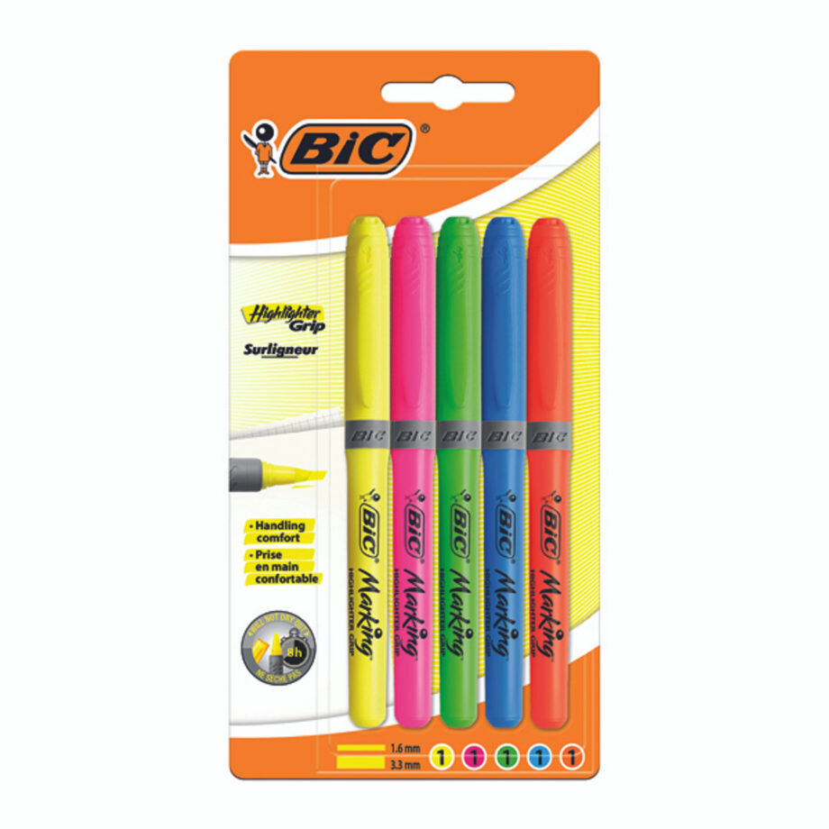 3086126620688 RESALTADOR BIC GRIP MORKING FLUOR 5 UN.