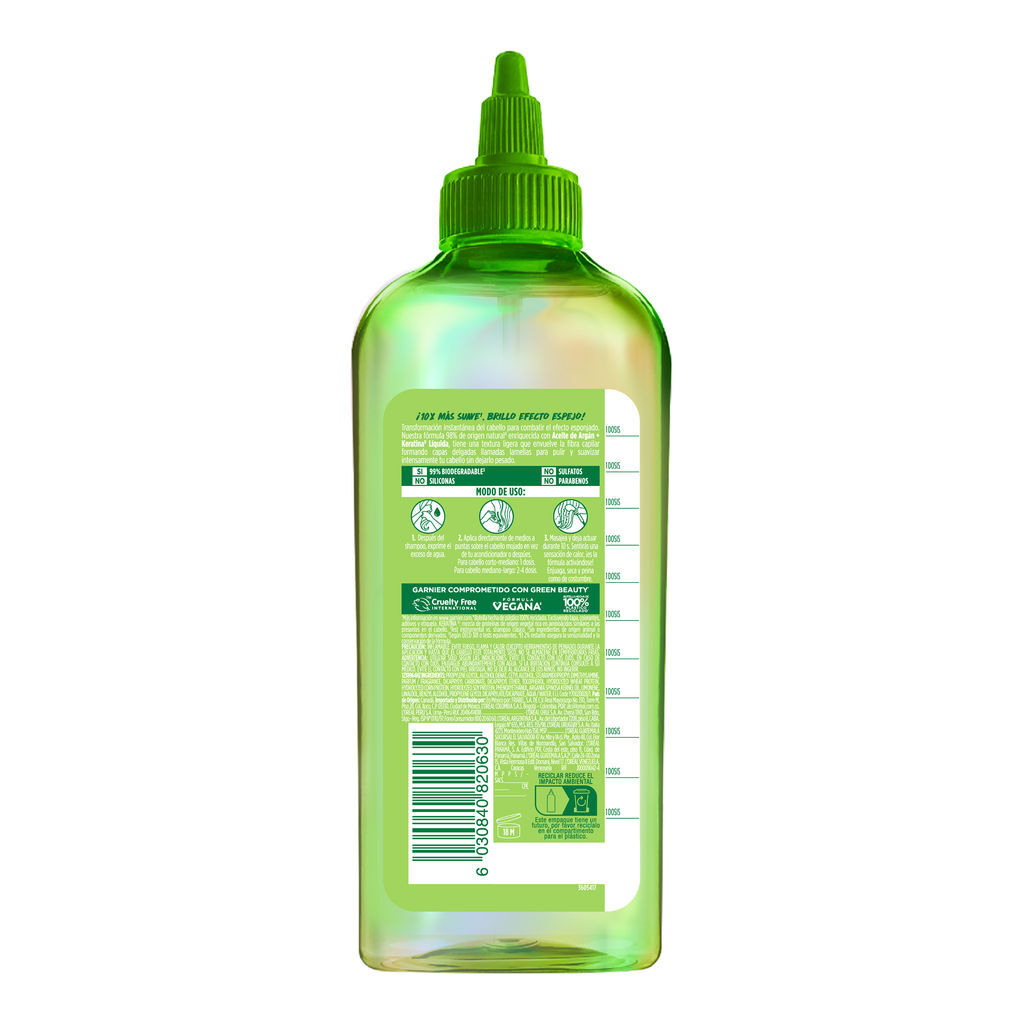 603084082063 TRAT. C/ENJUAGUE FRUCTIS VEGAN 180 ML. KERATIN G. WATER (K5744100)