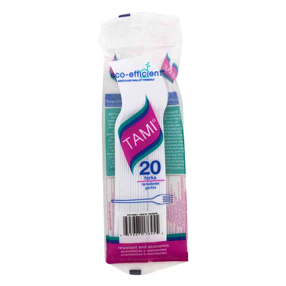 645667176455 CUBIERTOS PLAST. DESC. TENEDOR TAMI 20 UN. BLANCA (D81102001)