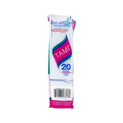 645667176479 CUBIERTOS PLAST. DESC. CUCHILLO TAMI 20 UN. BLANCA (D82102001)