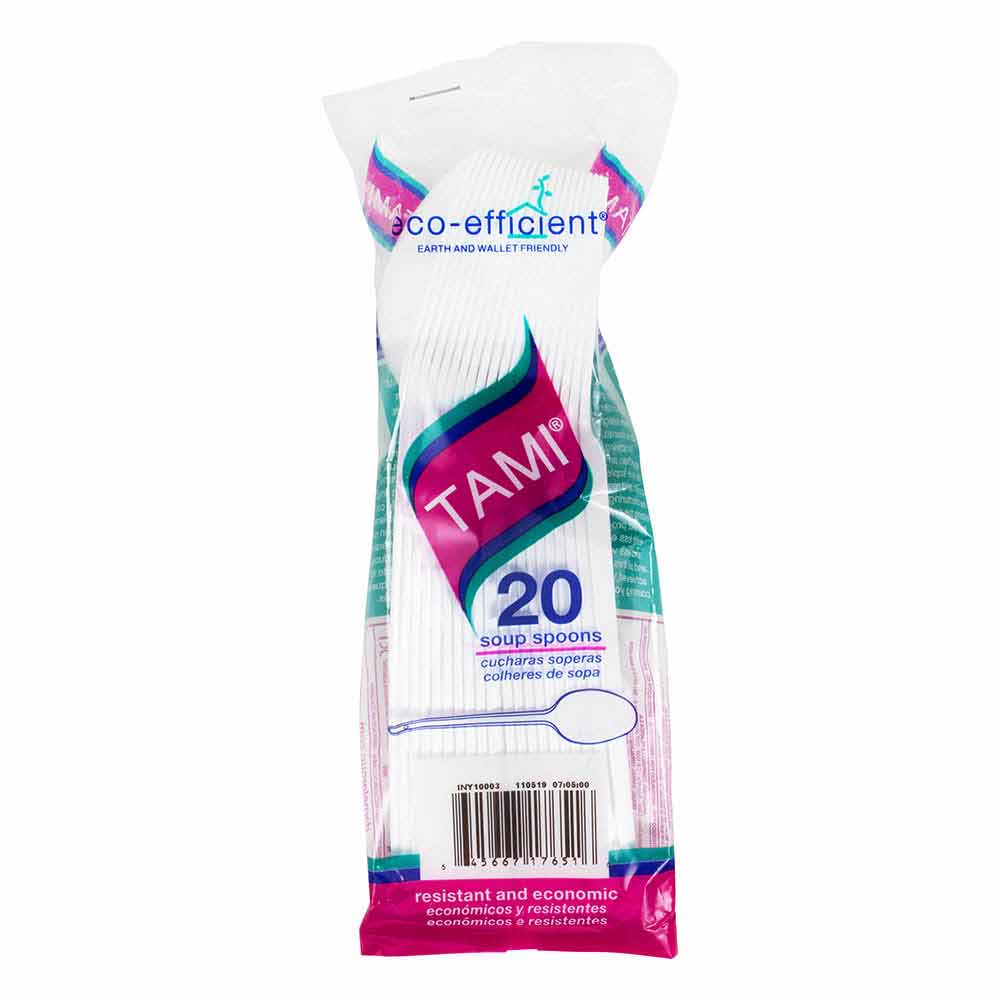 CUBIERTOS PLAST. DESC. CUCHARA SOPERA TAMI 20 UN. BLANCA (D84102001)