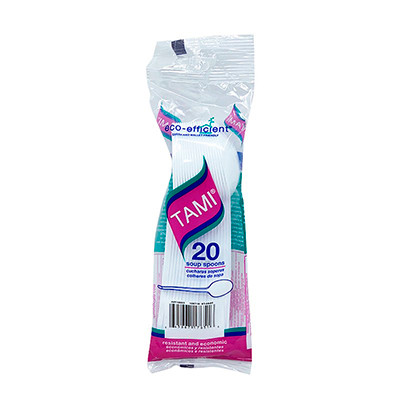 CUBIERTOS PLAST. DESC. CUCHARA POSTRE TAMI 20 UN. BLANCA (D83102001)