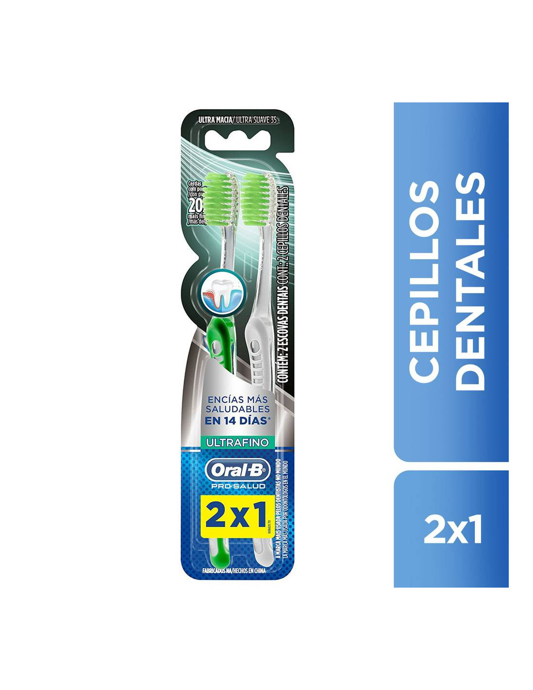 7500435110662 CEPILLO DENTAL ORAL-B PRO SALUD ULTRAFINO PACK 2 X 1 UN.