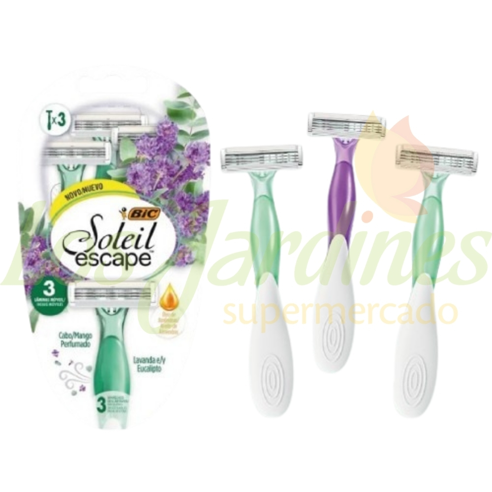 7501014501390 MAQ. AFEITAR BIC SOLEIL LAVANDA/EUCALIPTUS BT. 3 UN. (970873)