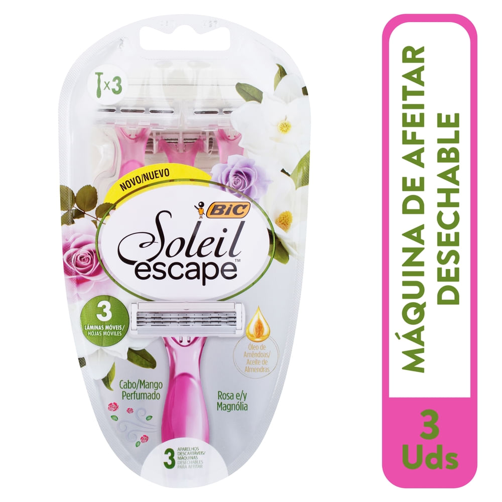 MAQ. AFEITAR BIC SOLEIL ROSA/MAGNOLIA BT. 3 UN. (516008)
