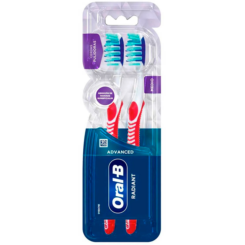 7506195129166 CEPILLO DENTAL ORAL-B 3D WHITE MEDIANO PACK 2 X 1 UN. (5860)