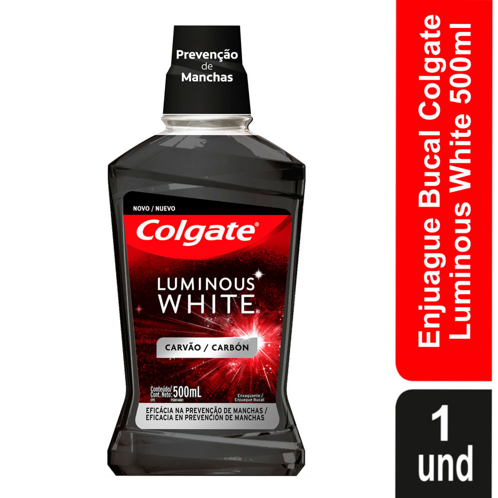 7509546666983 ENJUAGUE BUCAL COLGATE LUMINOUS 500 GRS. WHITE CARBON