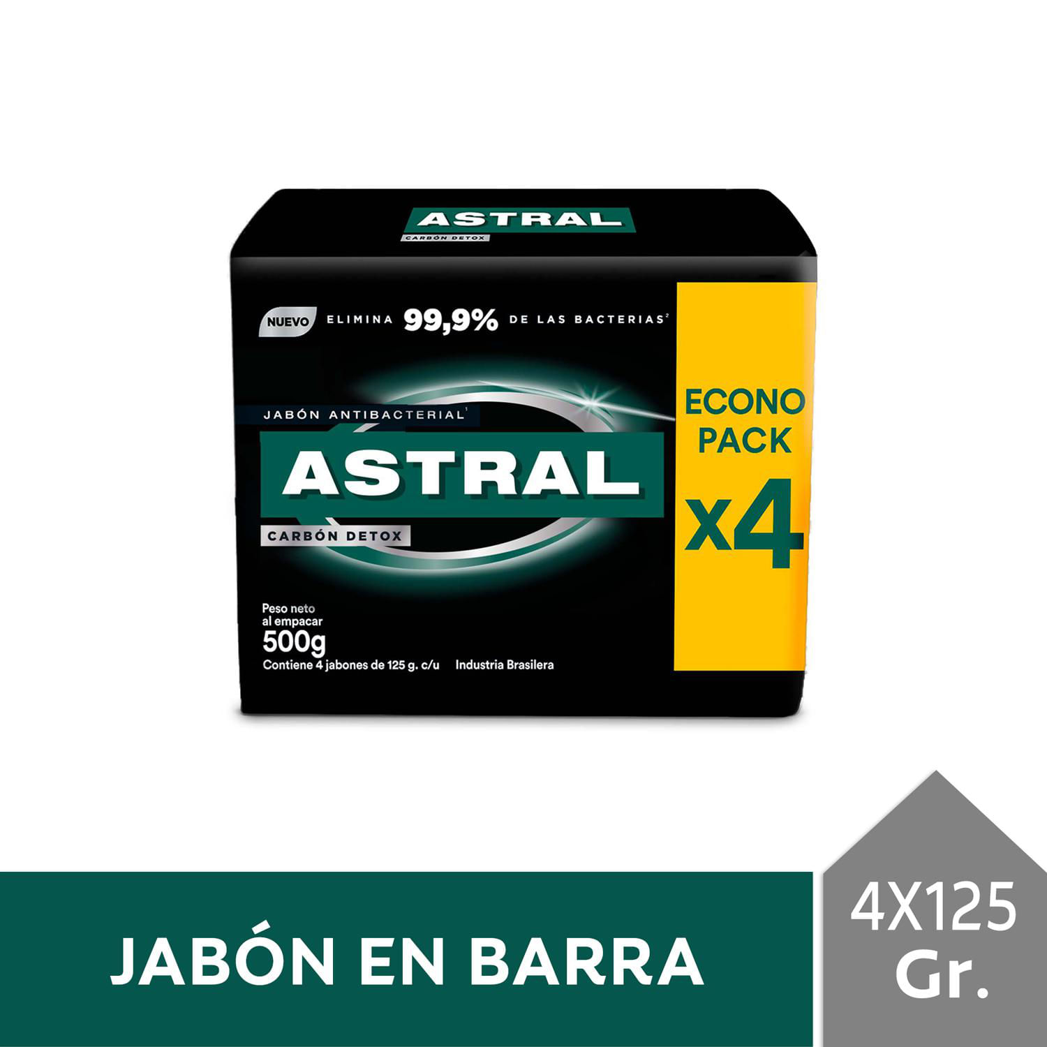 7509546684444 JABON PROTEX ASTRAL 125 GRS. X 4 UN. CHARCOAL (61031601)