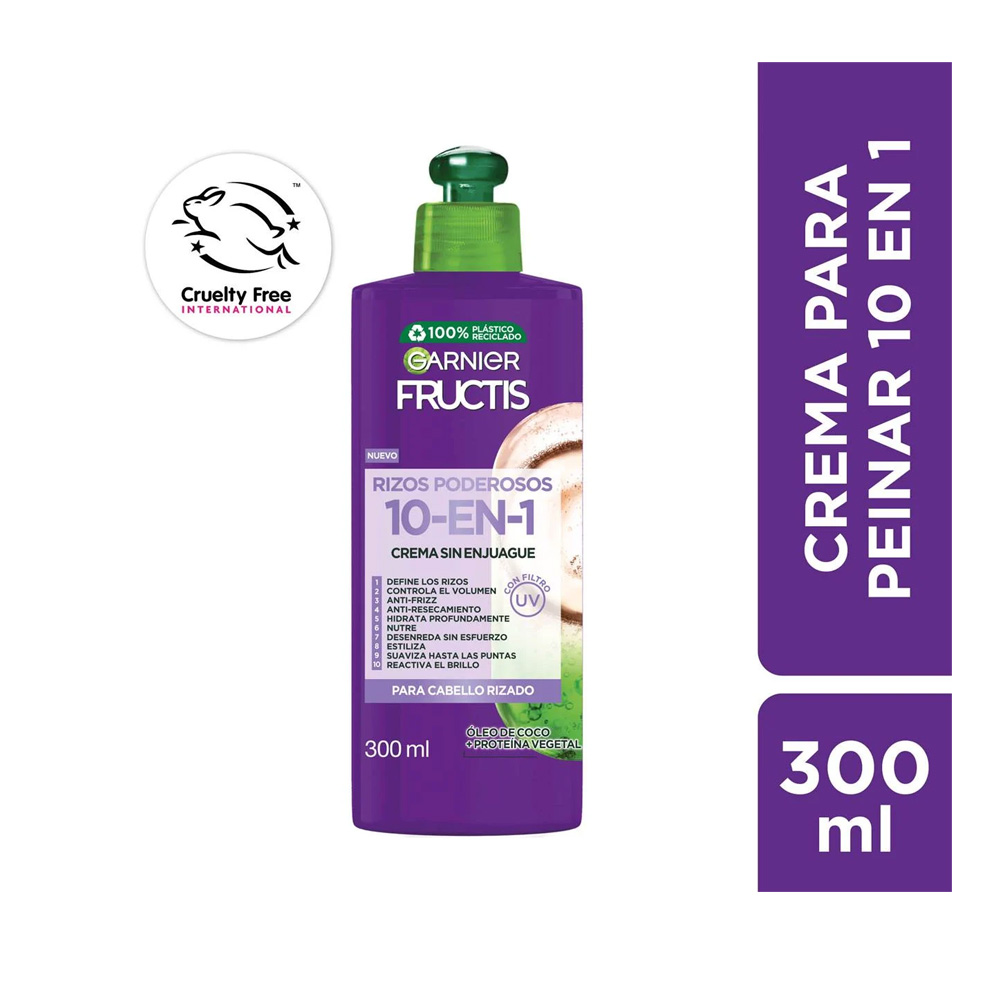 7509552849561 CREMA CAPILAR FRUCTIS 10 EN 1 300 ML. RIZOS PODEROSOS