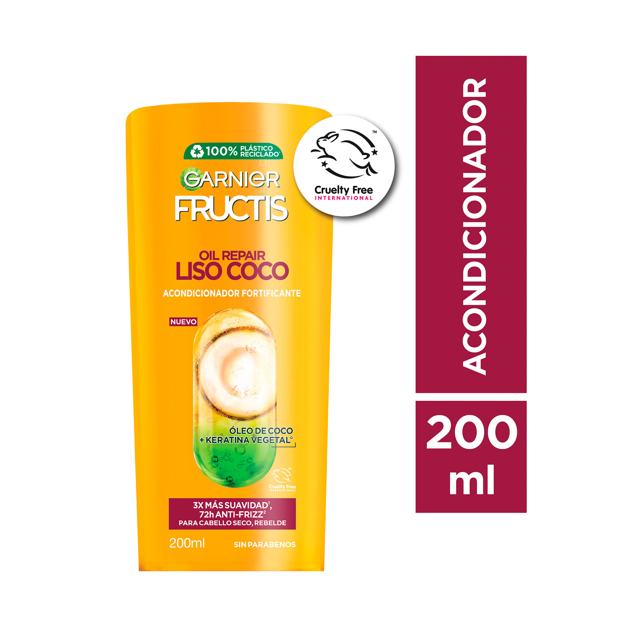ACOND. FRUCTIS 200 ML. OIL REPAIR 3X LISO COCO (H5735200)
