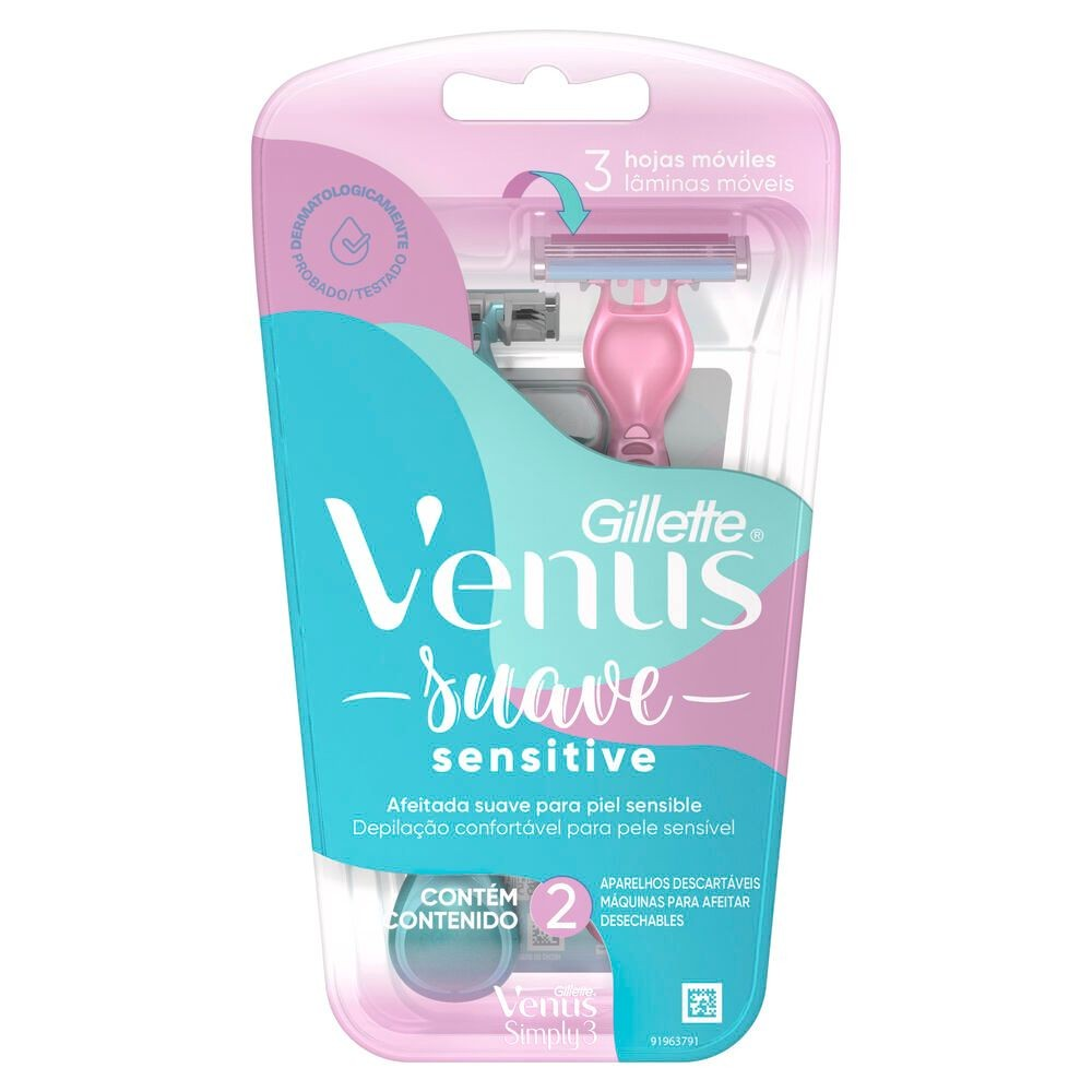 7702018072392 MAQ. AFEITAR GILLETTE VENUS SIMPLY3 2 UN. (510)