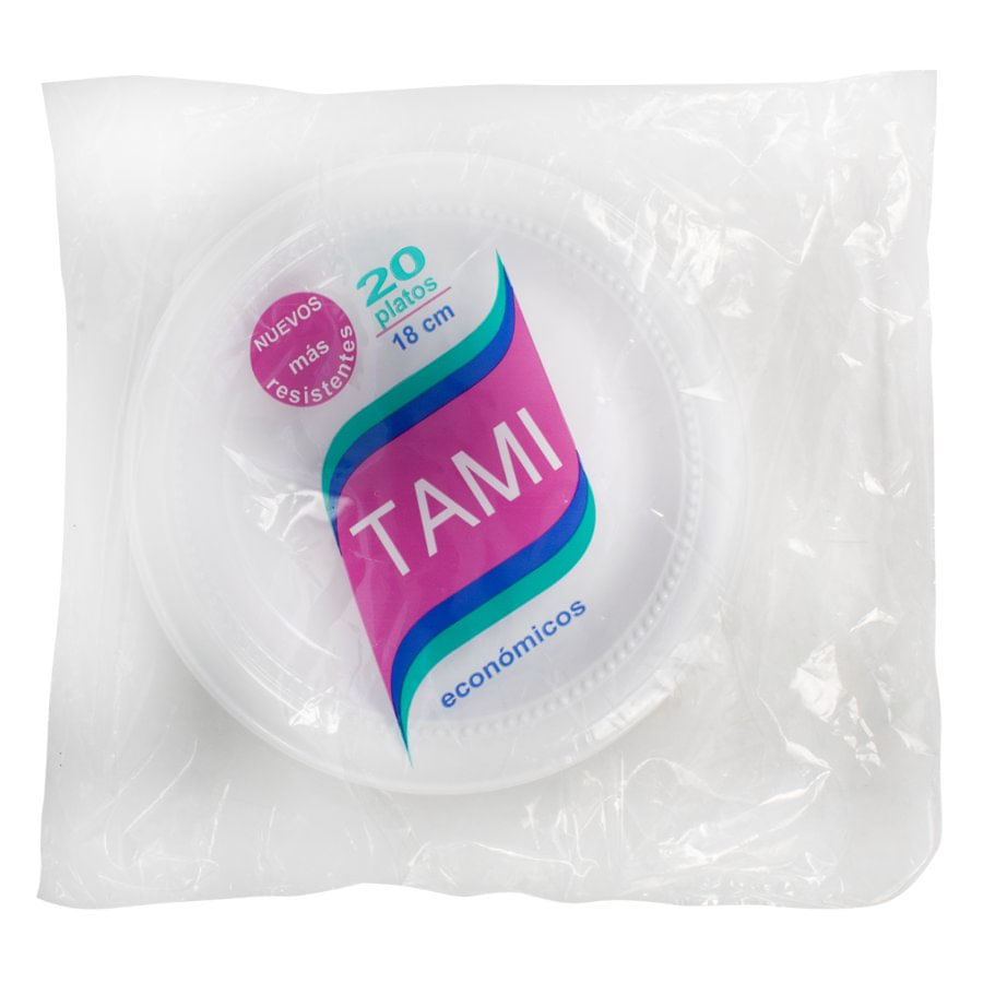7702458176568 PLATO PLAST. DESC. TAMI D18 CM BLANCO 20 UN. (D571801)