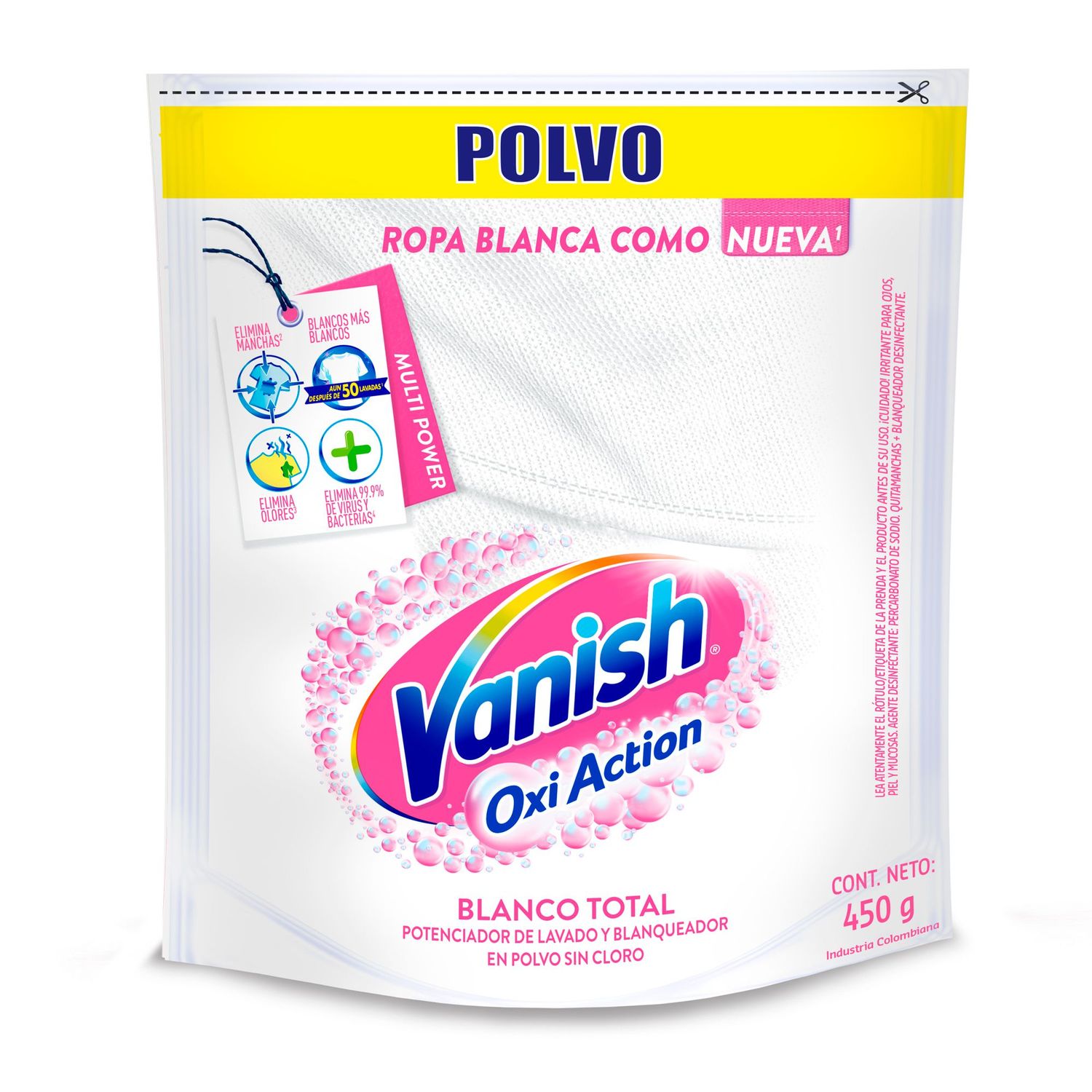7702626214832 PRELAVADO VANISH OXI ACTION POLVO BLANCO DP. 450 GRS. (7443)