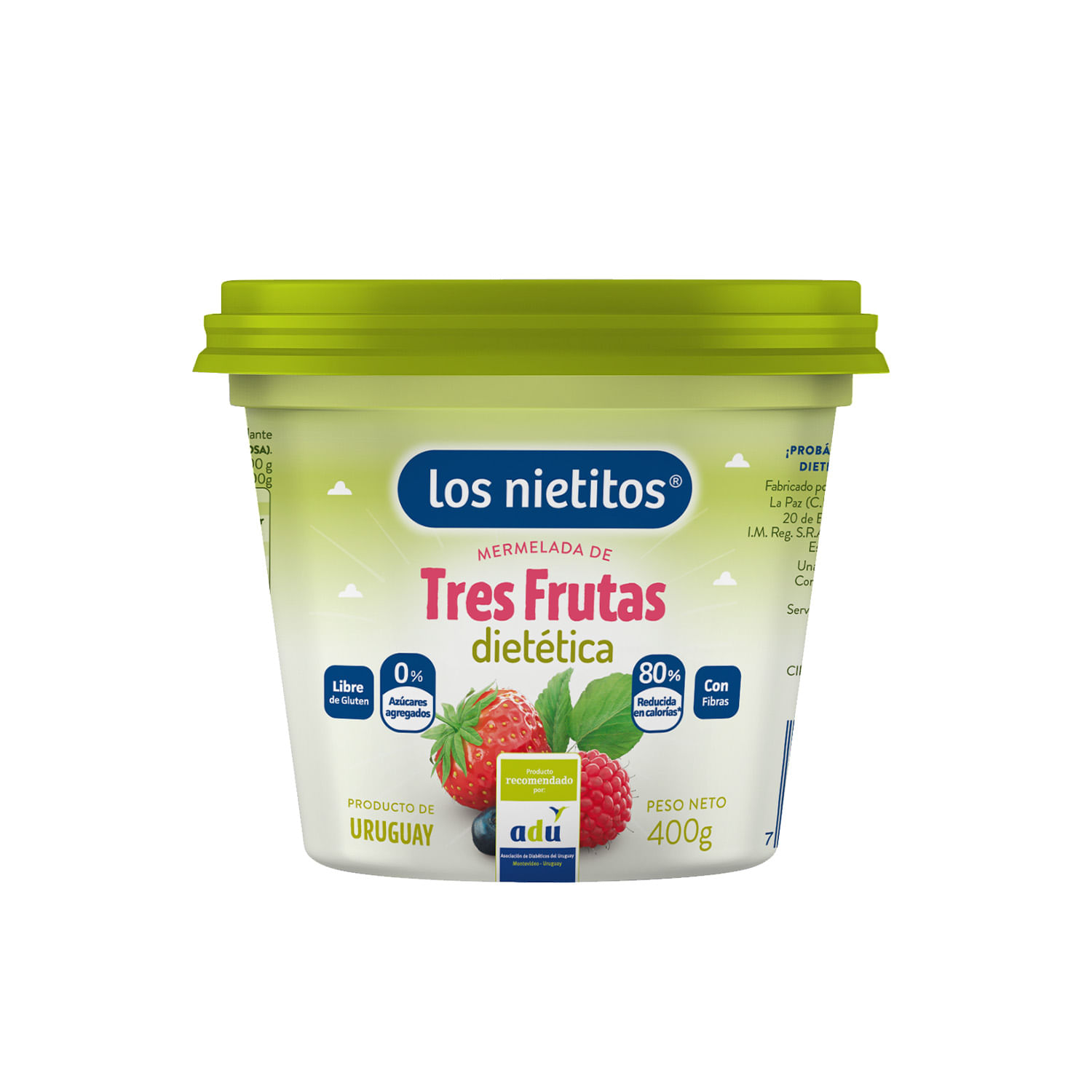 7730124002507 MERMELADA LOS NIETITOS 0% AZUCAR POTE 400 GRS. TRES FRUTAS