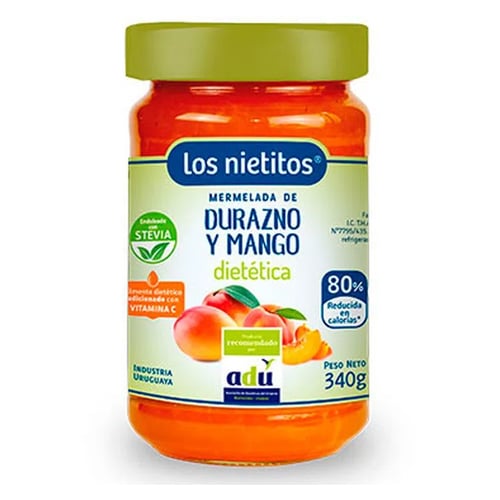 7730124002576 MERMELADA LOS NIETITOS 0% AZUCAR 340 GRS. DURAZNO-MANGO